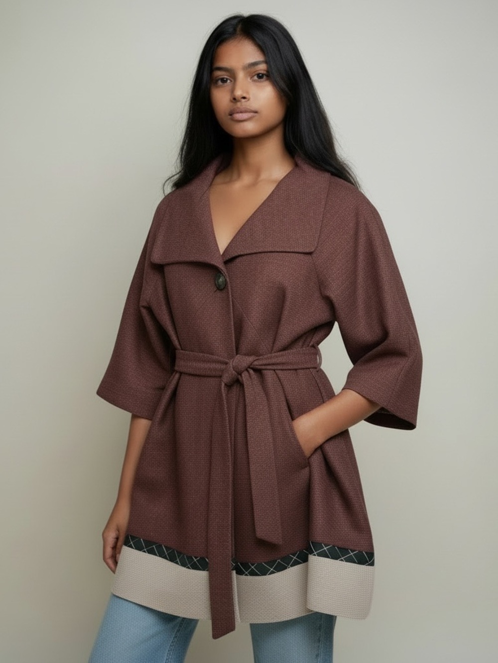 BCBGMaxAzria Deep Plum Textured Blazer Jacket